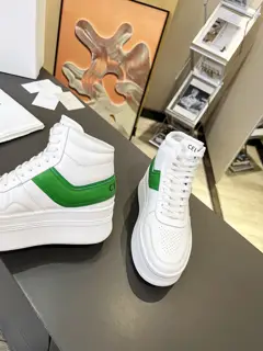 Celine thick-soled high-top white shoes