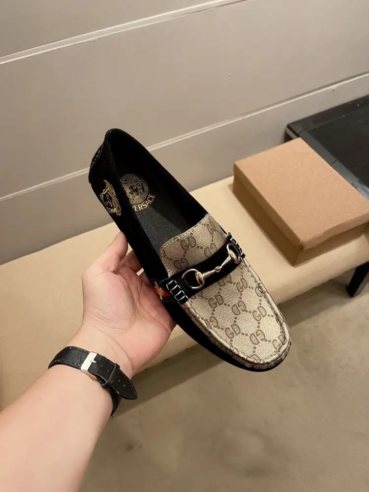 Gucci x Versace loafers with imported original cowhide upper + original black cowhide