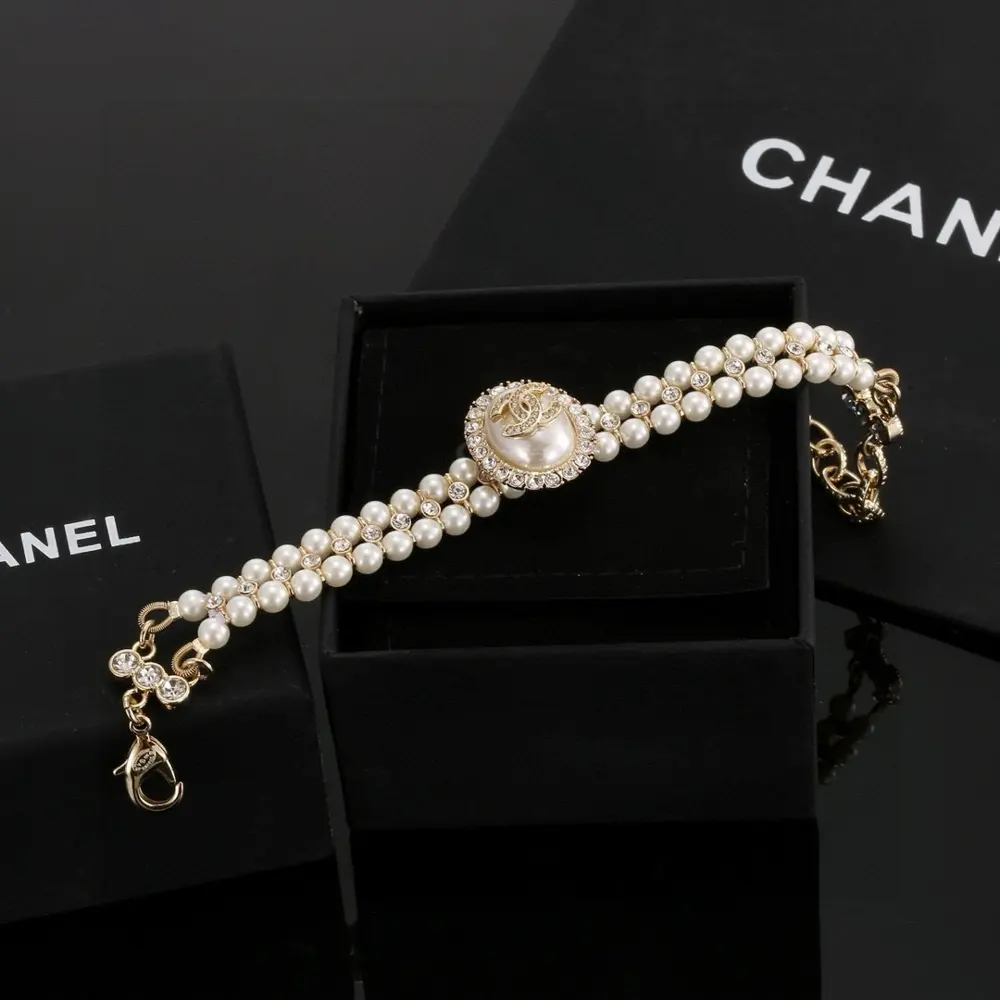 Chanel Oval Pearl Diamond Double Bracelet