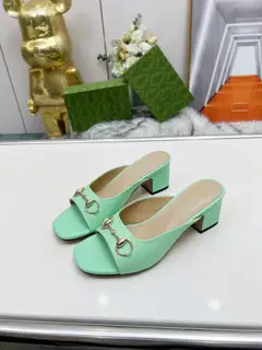 Gucci classic buckle round toe flat bottom thick heel slippers