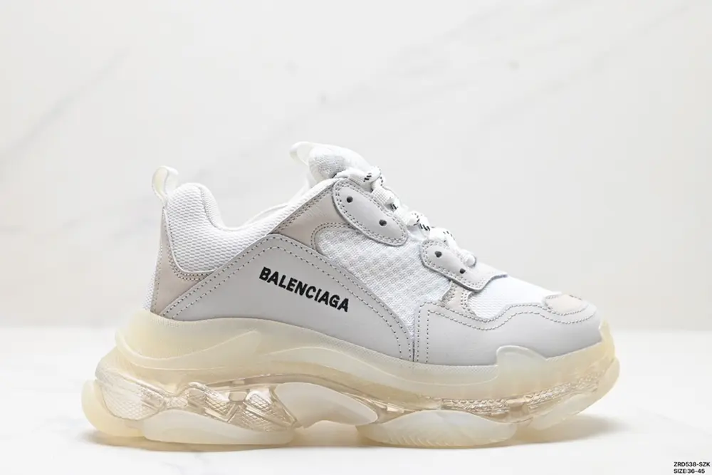 Balenciaga Triple S Clear Sole polyester fabric leather shock-absorbing non-slip Shoes 544351