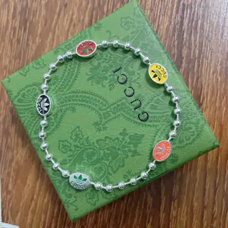 GUCCI colorful enamel beads double G jewelry bracelet for men and women couples size