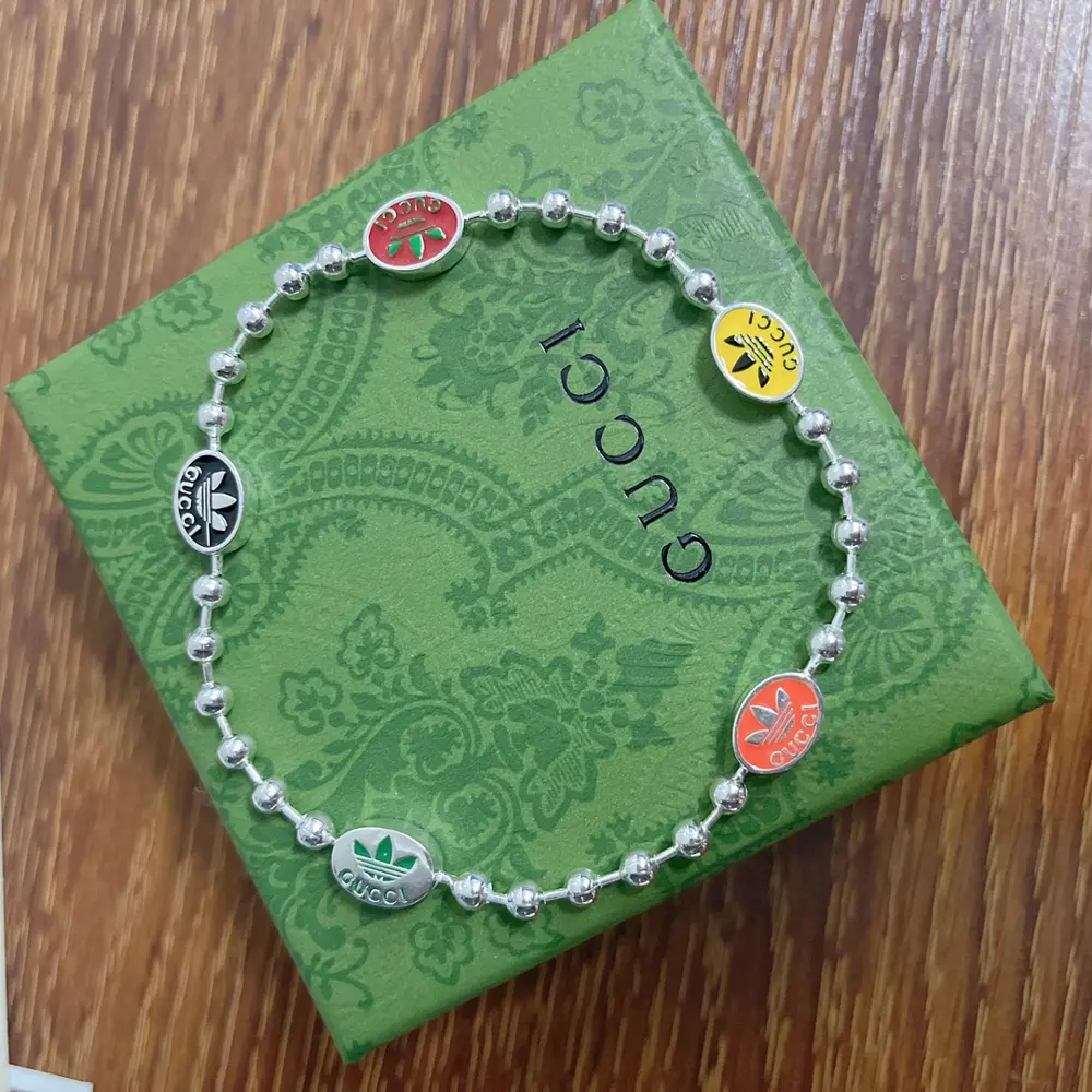 GUCCI colorful enamel beads double G jewelry bracelet for men and women couples size
