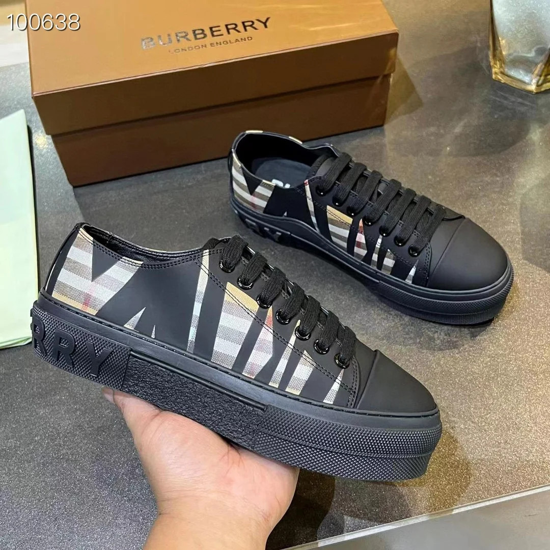 BURBERRY Retro plaid cotton sneakers