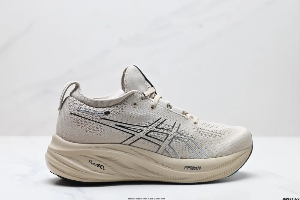 ASICS GEL-NIMBUS 26 stable running shoes have a double-layer jacquard mesh design on the 1011B794-021