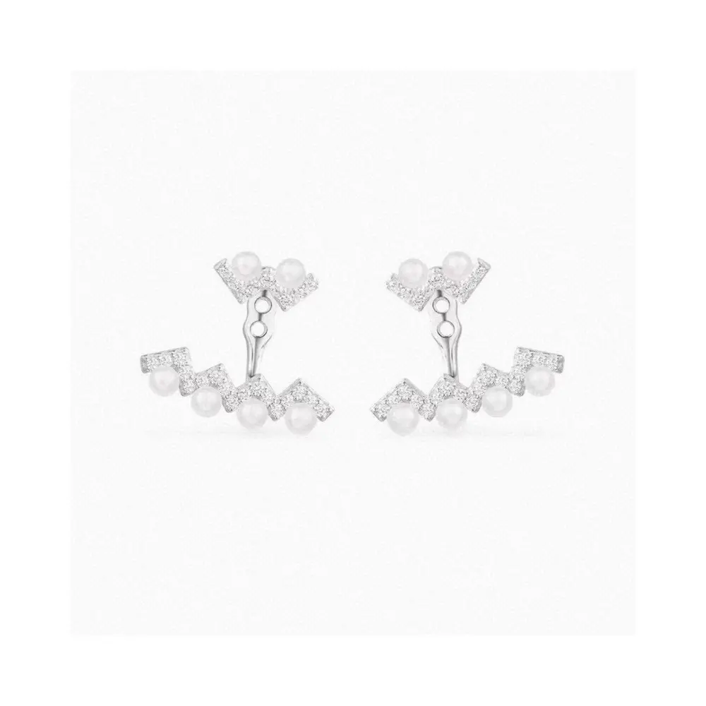 Apm monaco Z-shaped wave pearl earrings