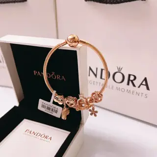 Pandora bracelet set rose gold size 17-21
