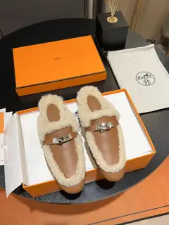 Hermès Kelly Buckle Series Wool Half Slippers H Wool Slippers