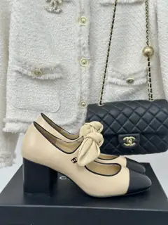 Chanel Double C Colorblock Bowknot Mary Jane Shoes
