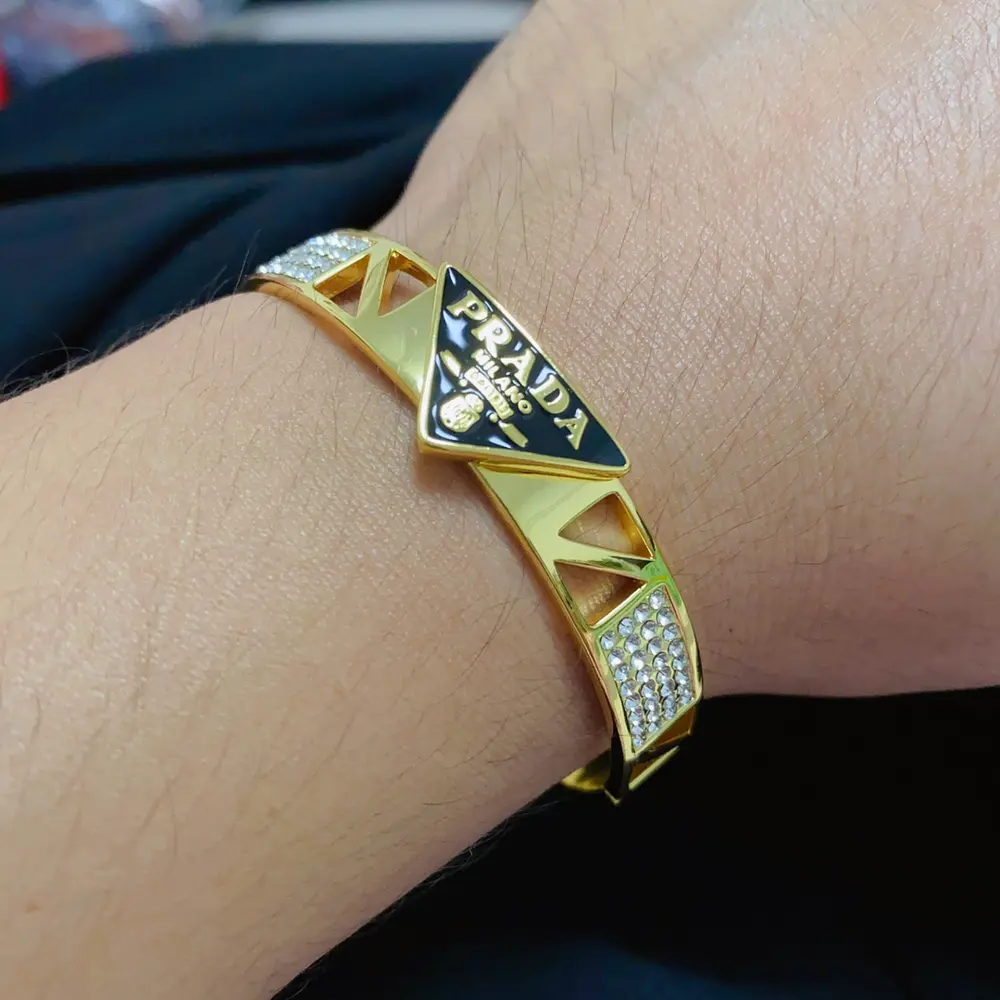 Prada black and white triangle diamond bracelet