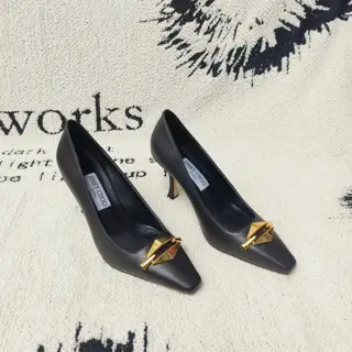 JIMMY CHOO Early Autumn Chain Curved High Heels. Exclusive original molded buckle. Double