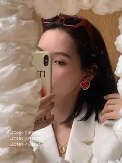 Yves Saint Laurent Heart Red Agate Earrings