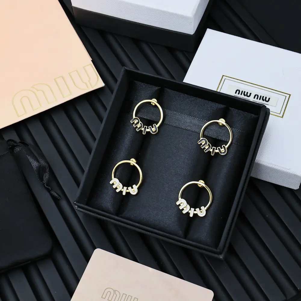 miumiu enamel letter earrings