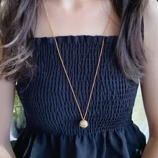 PIAGET half-diamond natural malachite large ball necklace