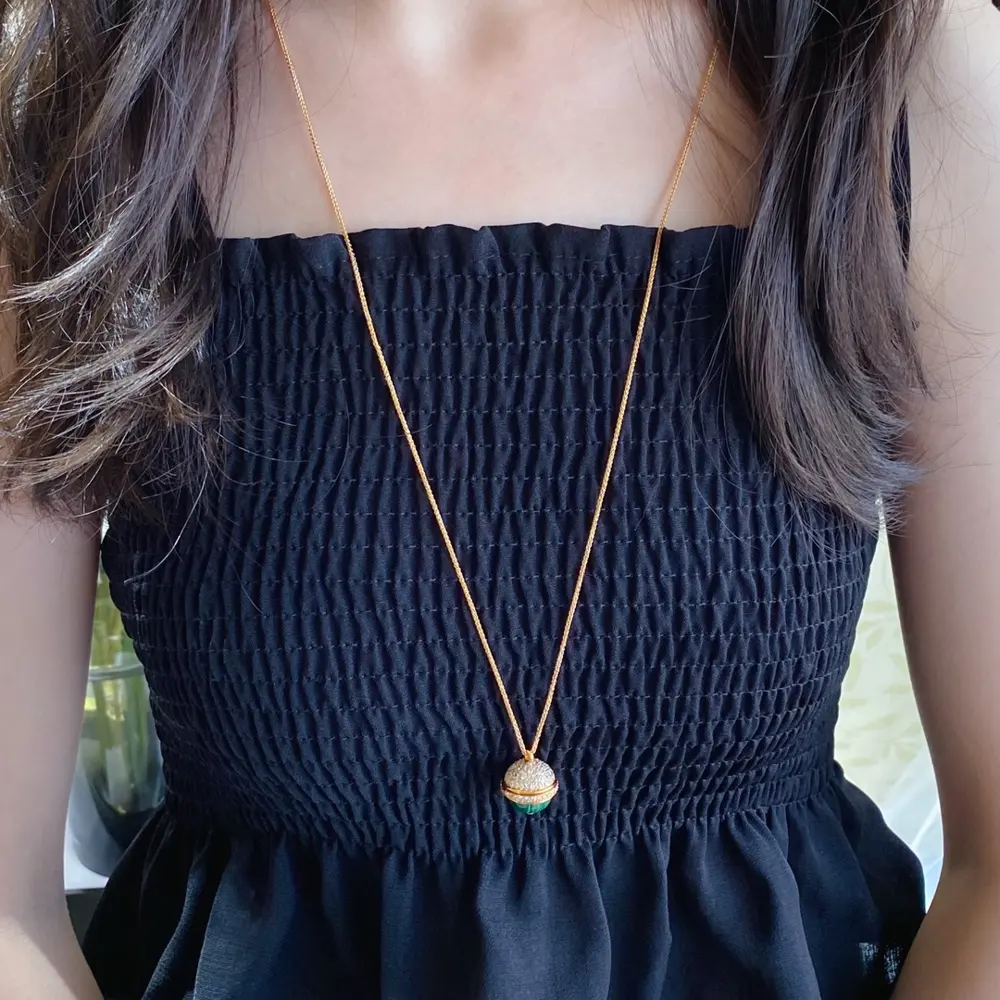 PIAGET half-diamond natural malachite large ball necklace