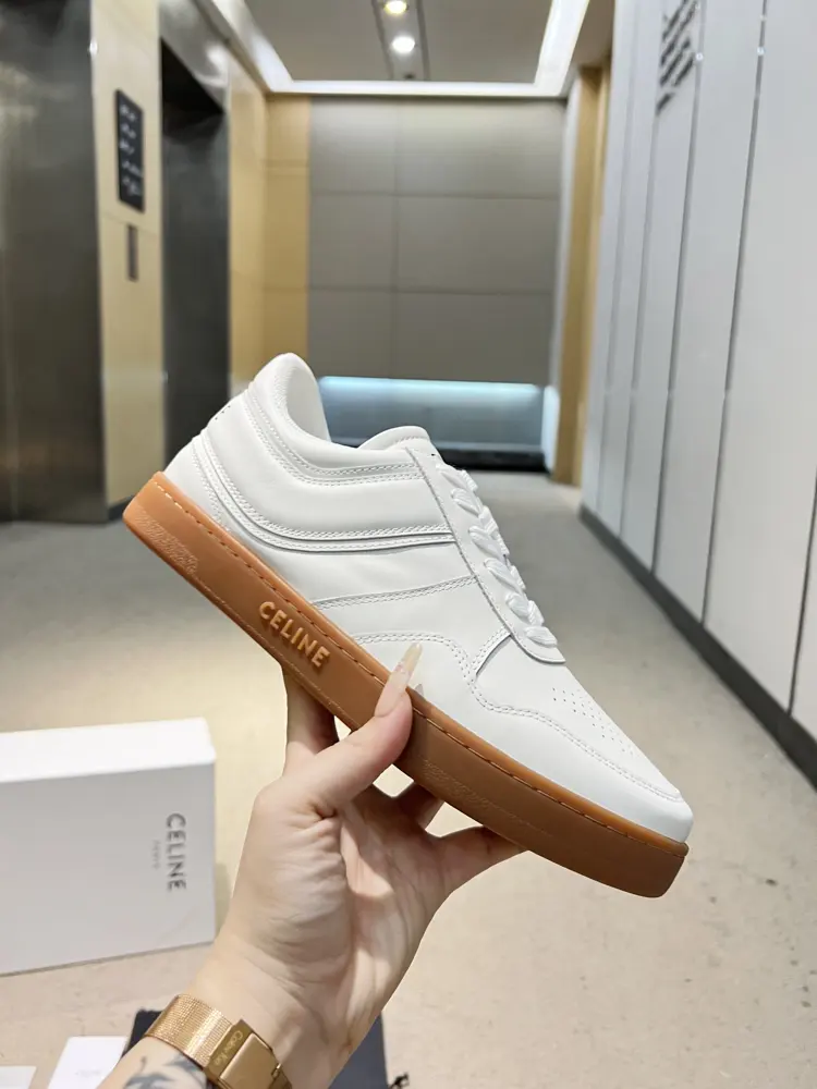 Celine low-top cowhide leather lace-up sneakers