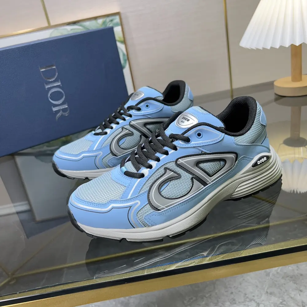 Dior B30 low-top sneakers Crafted from grey mesh and white tech fabric