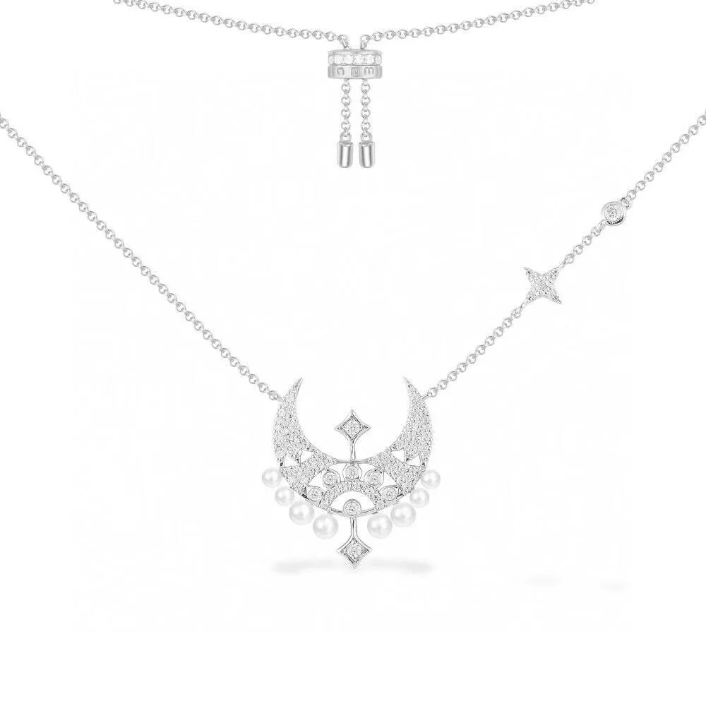 Apm monaco star and moon pearl necklace for women