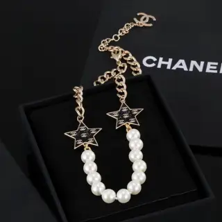 Chanel Double C Pentagram Pearl Necklace