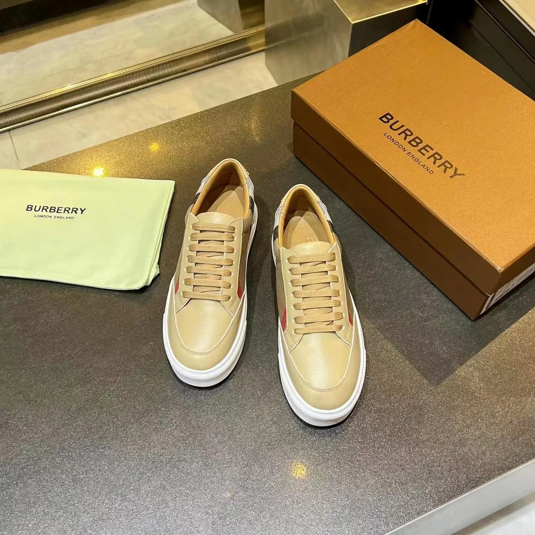 BURBERRY Retro plaid cotton sneakers