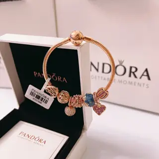 Pandora bracelet set rose gold size 17-21