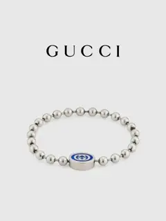 Gucci Interlocking G Beaded Necklace Pink