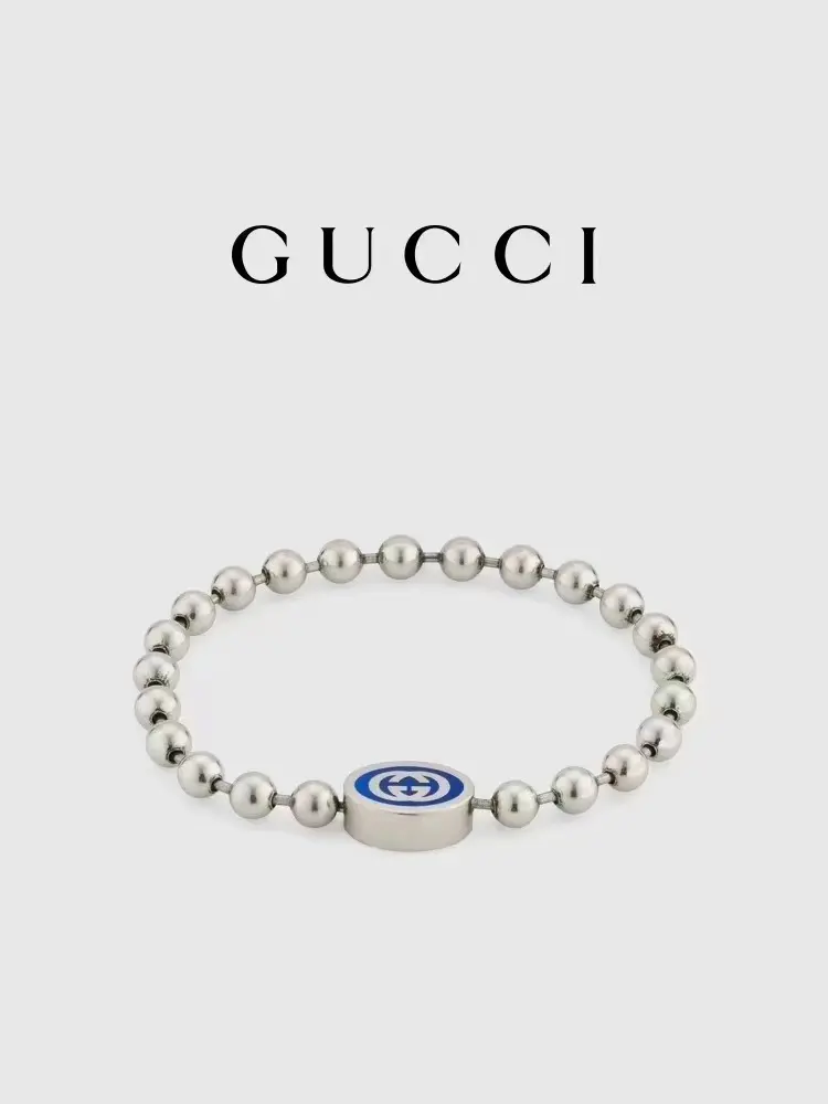 Gucci Interlocking G Beaded Necklace Pink