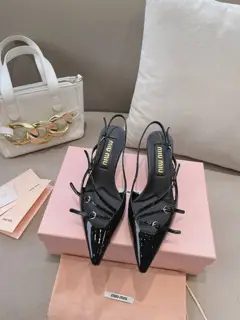 MiuMiu*MiuMiu/24 Spring and Summer Hot Catwalk Style·Kitten Heel Single Shoes
