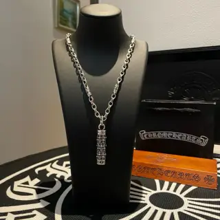 Chrome Hearts Classic Retro Bamboo Letter Necklace Cross Pillar Pendant