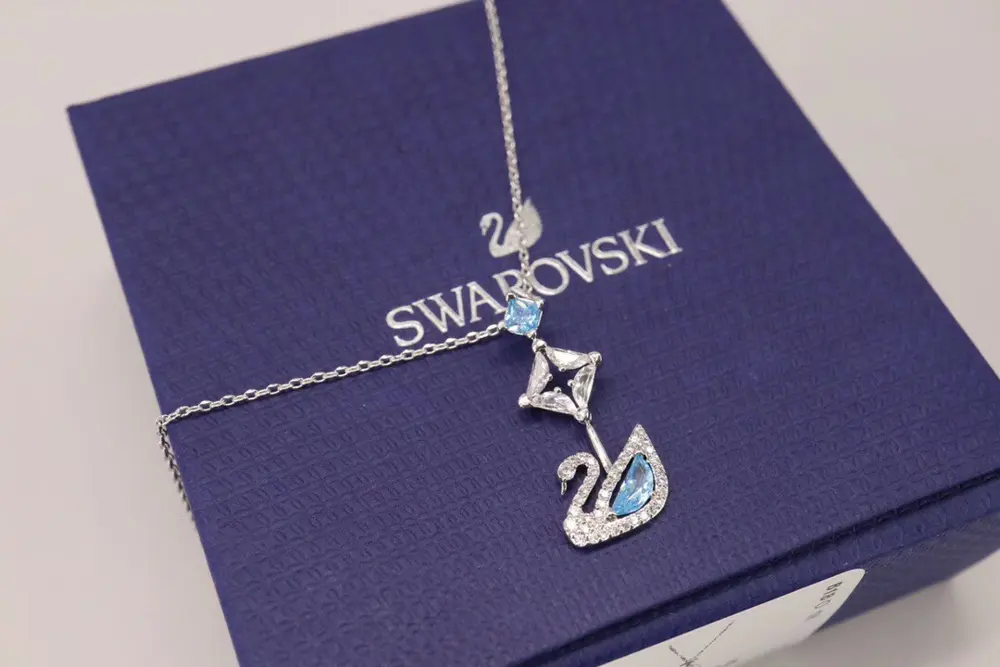 Swarovski Blue Long Swan Necklace