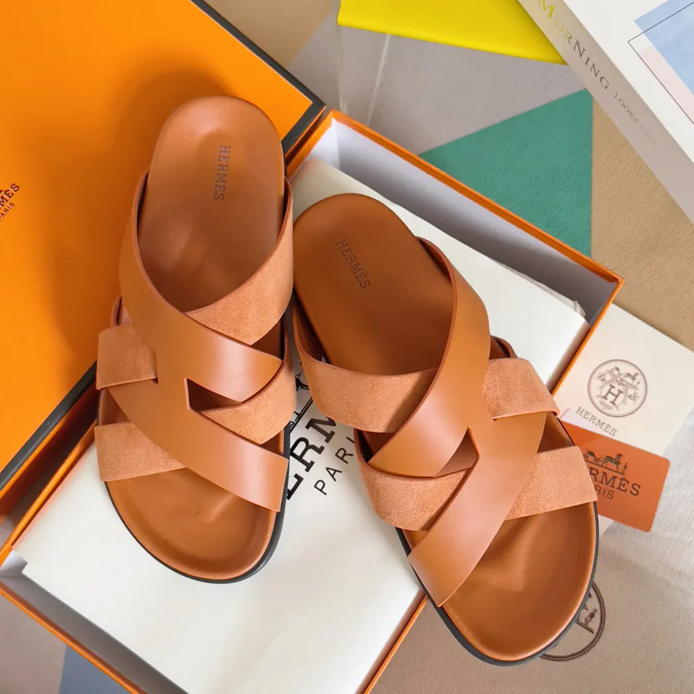 Hermès Kazimir series cross webbing waterproof platform sandals retro second uncle shoes H