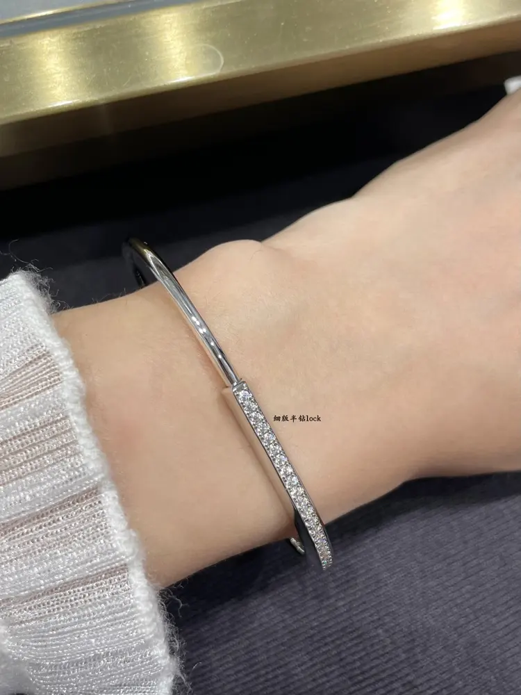 Tiffany thin half diamond lock bracelet