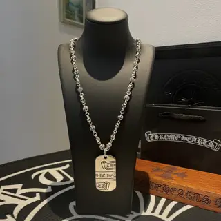 Chrome Hearts classic vintage skull cross flower ball necklace square pendant