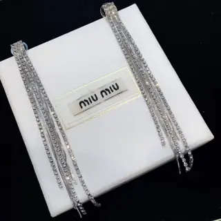 Celine crystal white diamond tassel earrings