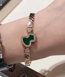 Qeelin woven natural malachite gourd bracelet