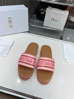 Dior IVIETA DWAY jelly-colored flat flip flops for women with CD logo 3D embroidery