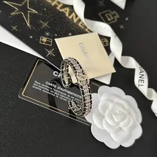 Chanel Swarovski crystal leather letter bracelet