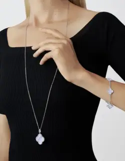 Van Cleef & Arpels Large Four-Leaf Clover Necklace in Natural Purple Chalcedony