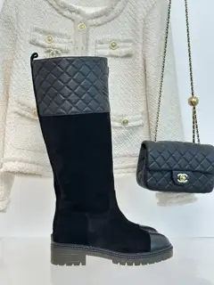 Chanel Paris catwalk diamond block heel boots series