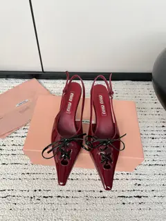 miumiu Miu 24/Spring and Summer catwalk style kitten heel pointed toe sandals