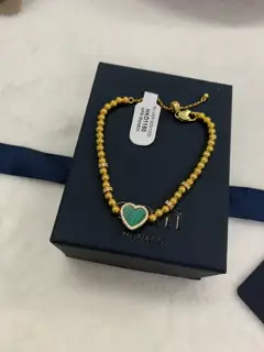 Apm monaco malachite heart round bead adjustable bracelet female jewelry for girlfriend’s