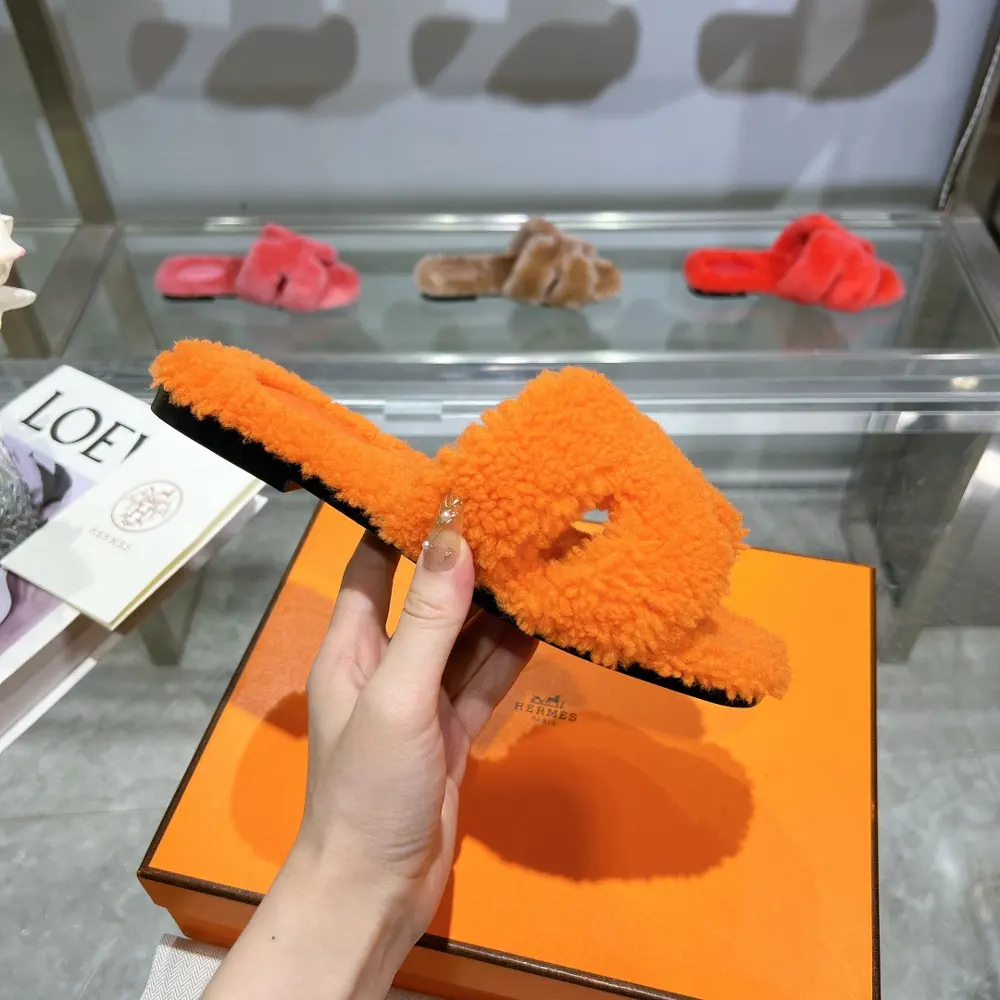 Hermès full leather rabbit fur model Shoes