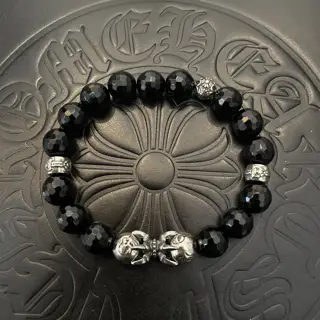 Chrome Hearts Classic Retro Multi-element Faceted Obsidian Bracelet