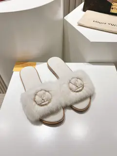 Louis Vuitton full leather flat open toe sandals