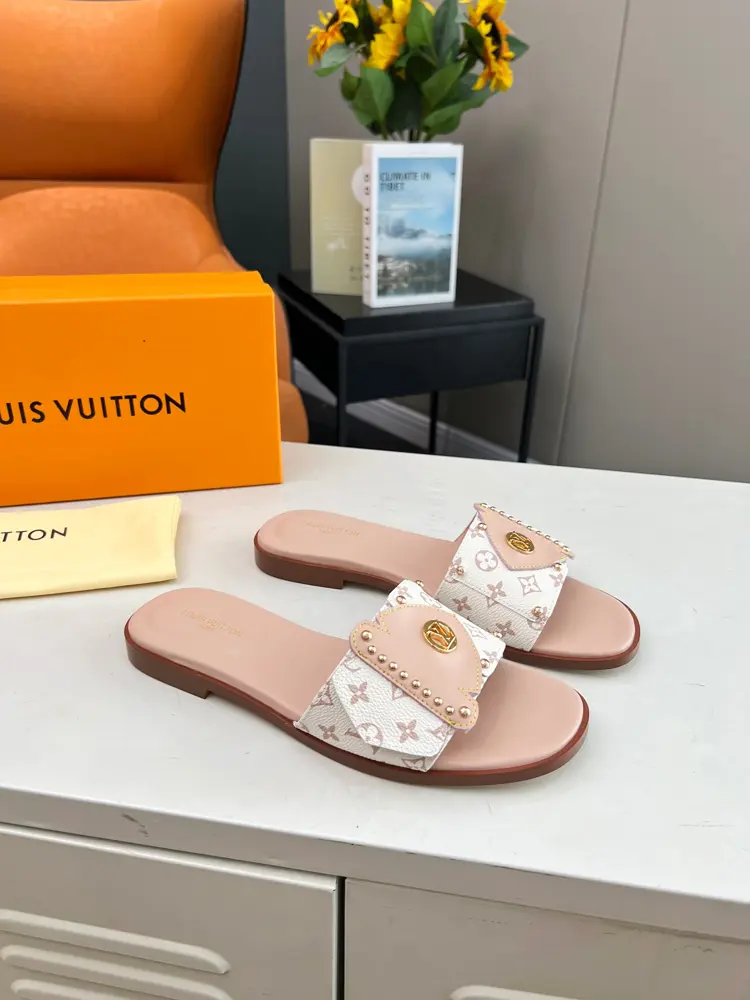 Louis Vuitton flat sandals with Monogram and Monogram Reverse canvas