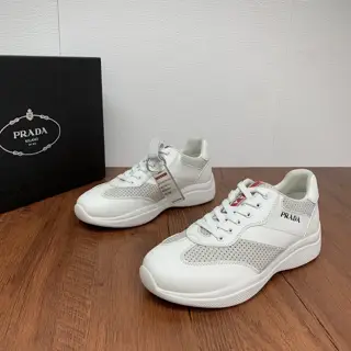 Prada men’s lace-up leather casual sneakers