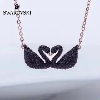Swarovski Double Black Swan Clavicle Necklace