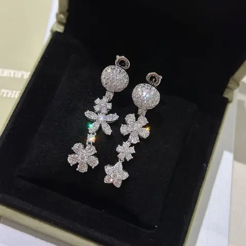 Van Cleef & Arpels Floral Flower Tassel Asymmetrical Earrings