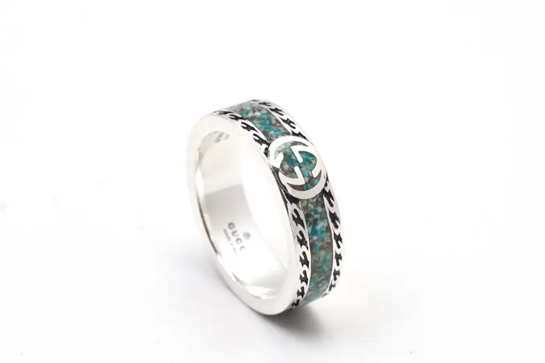 Gucci Interlocking Double G Ring Stone Pattern