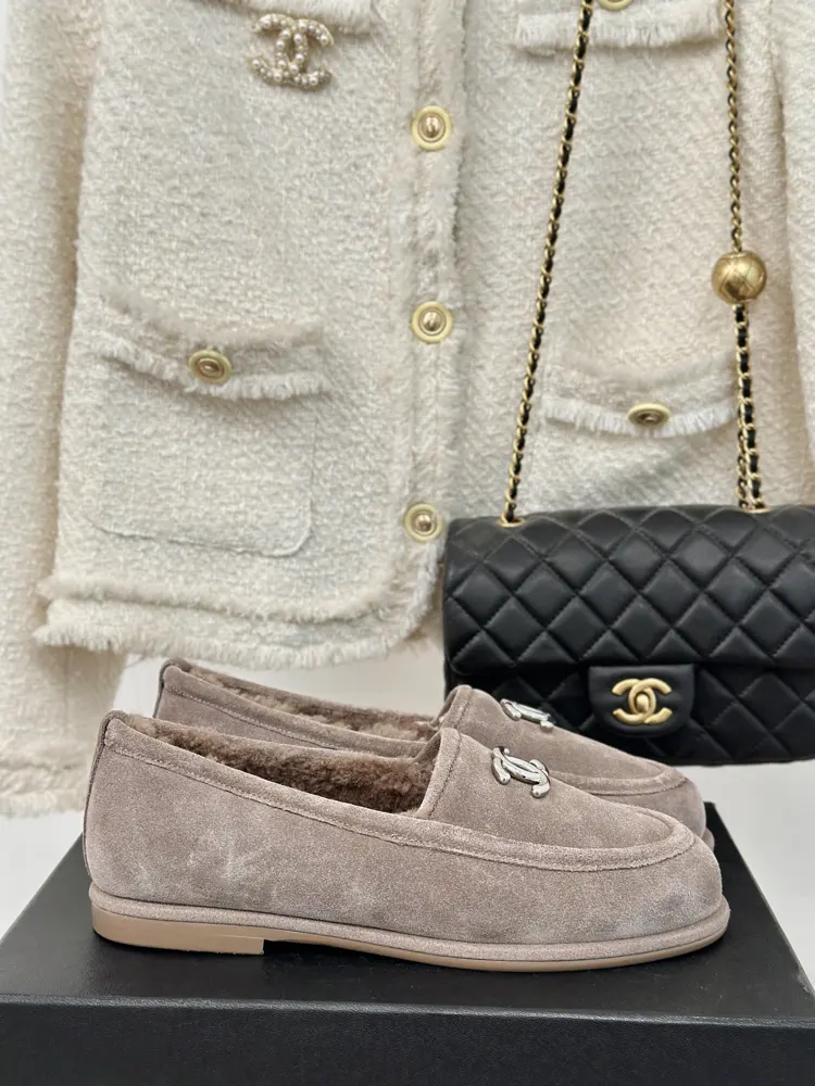 Chanel Double C furry loafers